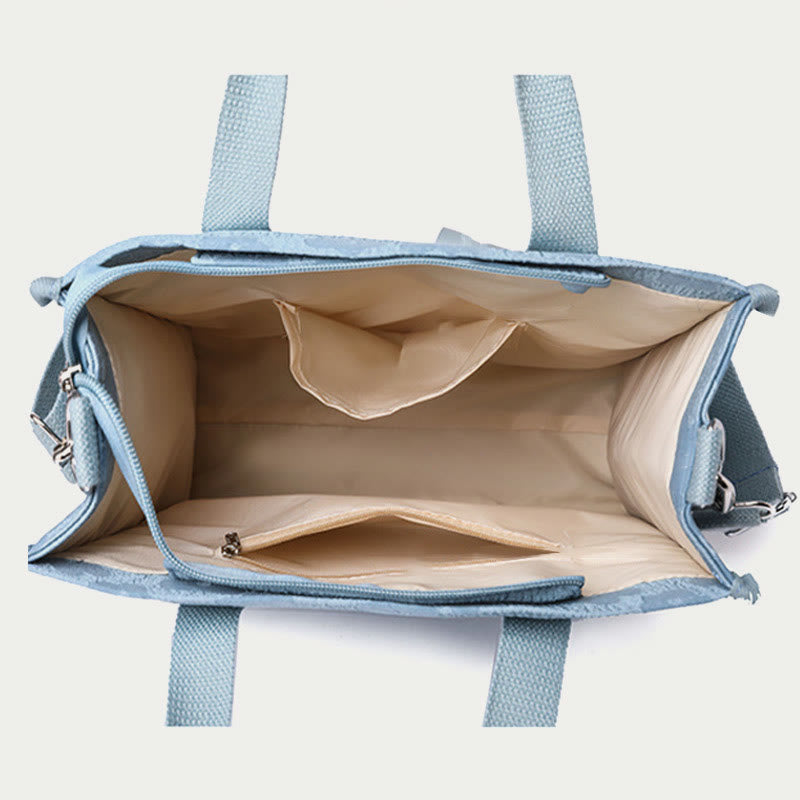 Floral nylon crossbody tote bag