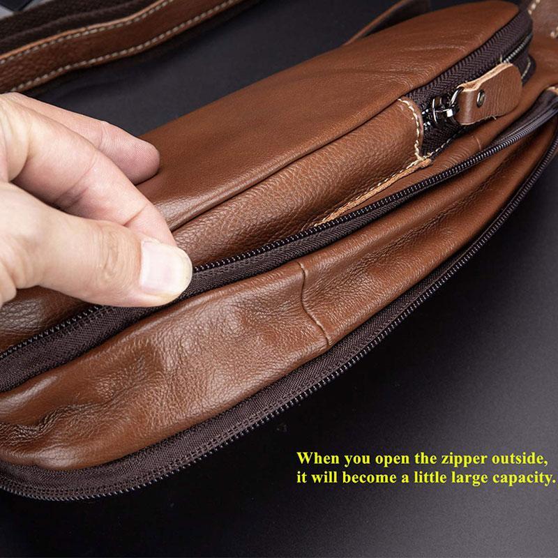 Anti - theft Slim Sling Bag for Men | Genuine Leather Crossbody Chest Bag