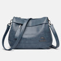 Triple Compartment Leather Handbag for Women Small Casual Crossbody Shoulder Bag