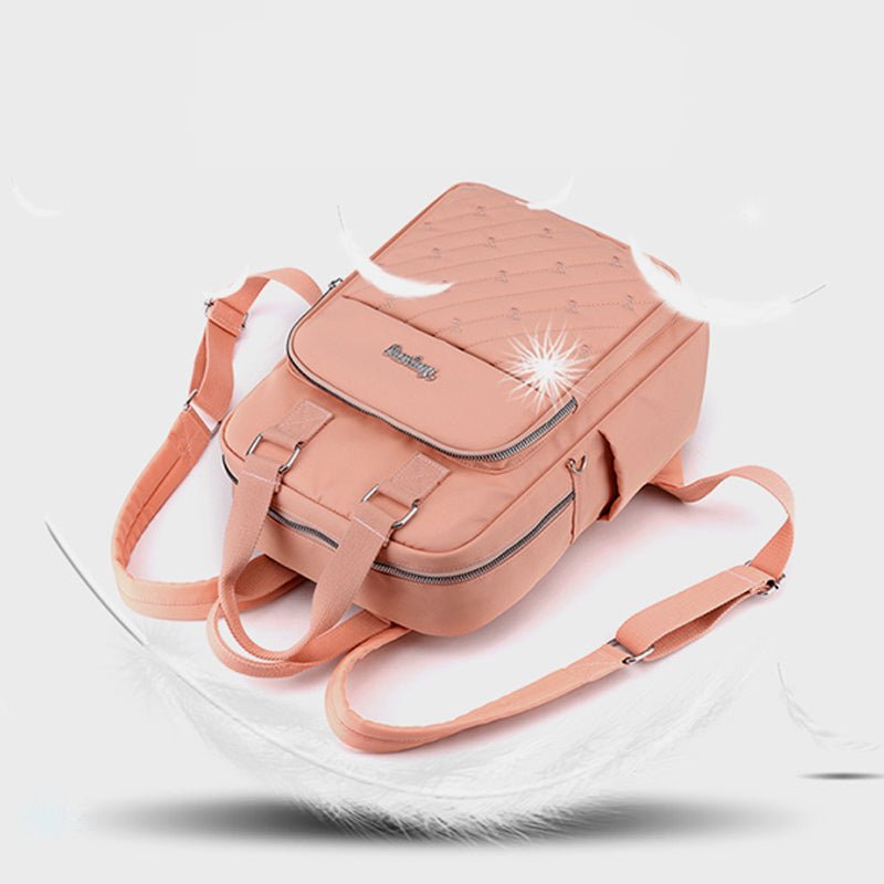 Lightweight Embossed Embroidery Backpack with USB Charging Port – Perfect for Women on the Go