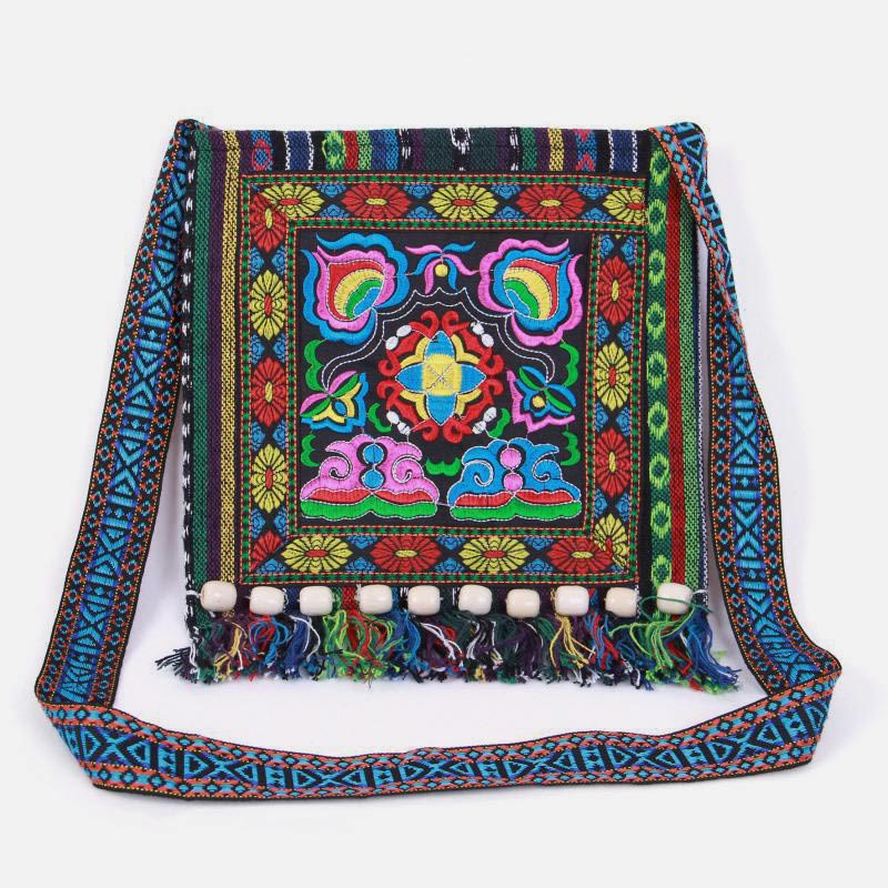 Women's vintage embroidered canvas crossbody bag