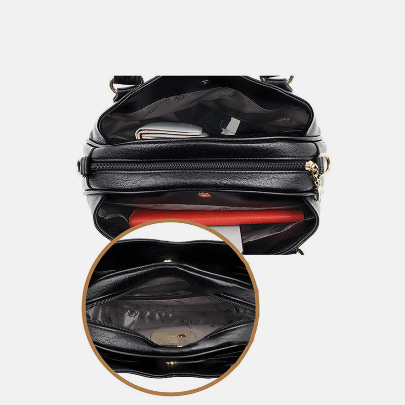 Women's triple compartment satchel crossbody bag