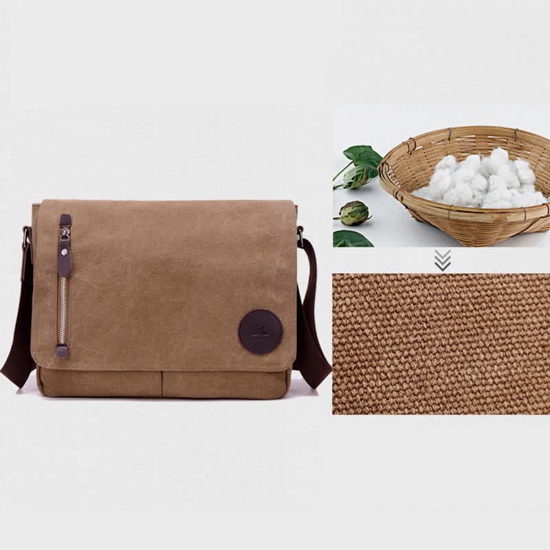 Canvas Messenger Bag for Men Travel Satchel Water Resistant Crossbody Bag