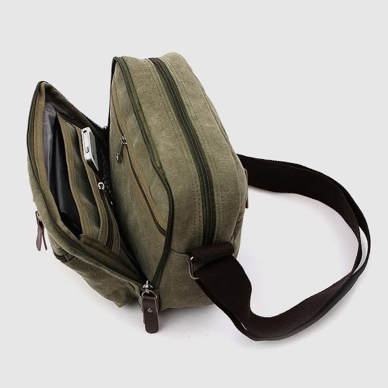 Men's retro canvas messenger crossbody bag