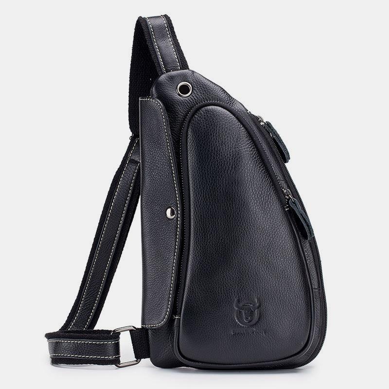 Men's anti-theft genuine leather sling bag