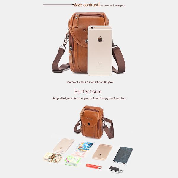 Men's leather phone crossbody and waist bag