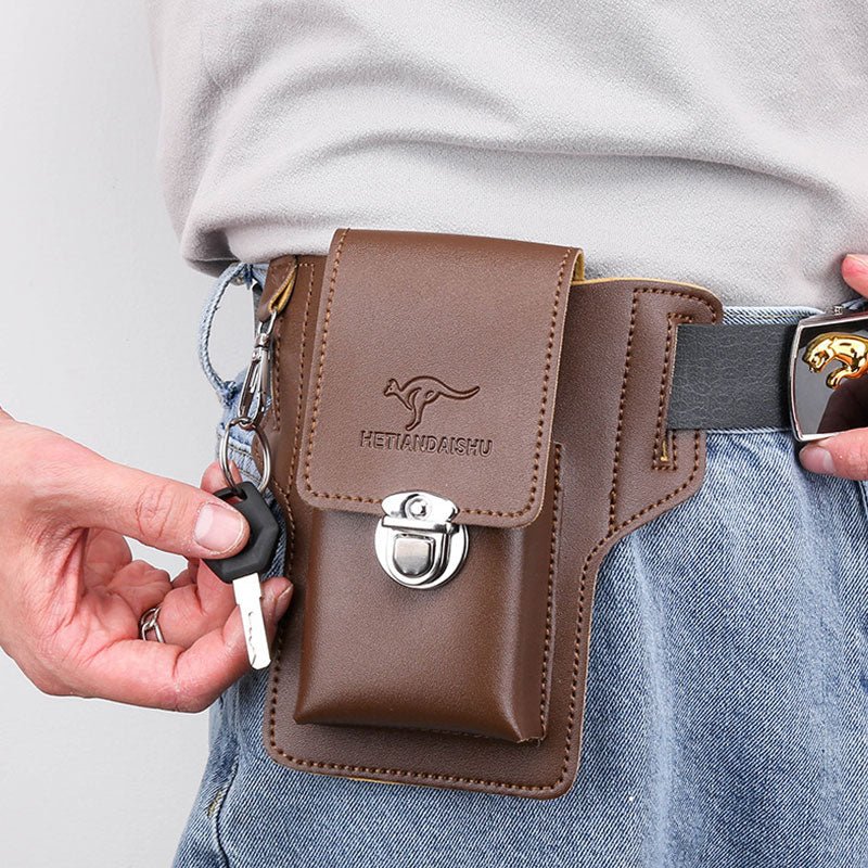Leather belt phone pouch waist holster