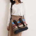 Multifunction Color Block Canvas Tote Bag | Hobo Shoulder Bag & Crossbody Purse