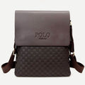 Men's small plaid PU leather messenger bag