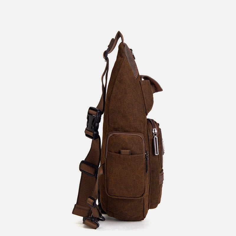 Large Canvas Chest Bag – Men’s Outdoor Sports Crossbody Sling Backpack