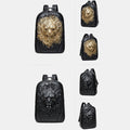 3D Animal Head Studded Leather Backpack – Cool Laptop College Bookbag