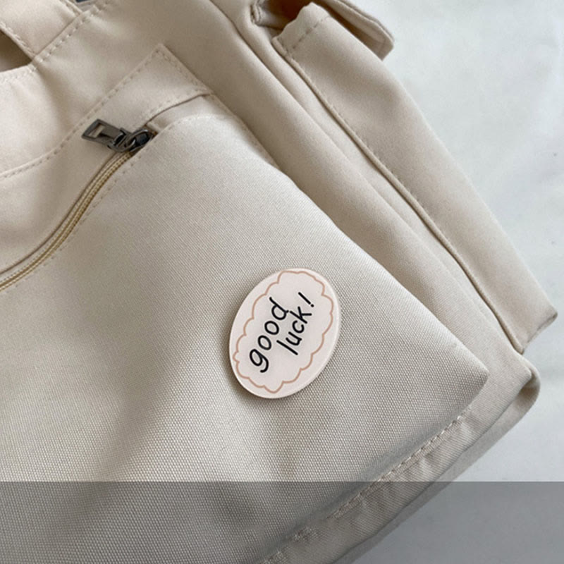 Tote Bag for Women – Plain Color with Badge Decor, Shoulder Bag