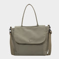 Sage green large canvas tote bag with zipper and adjustable strap