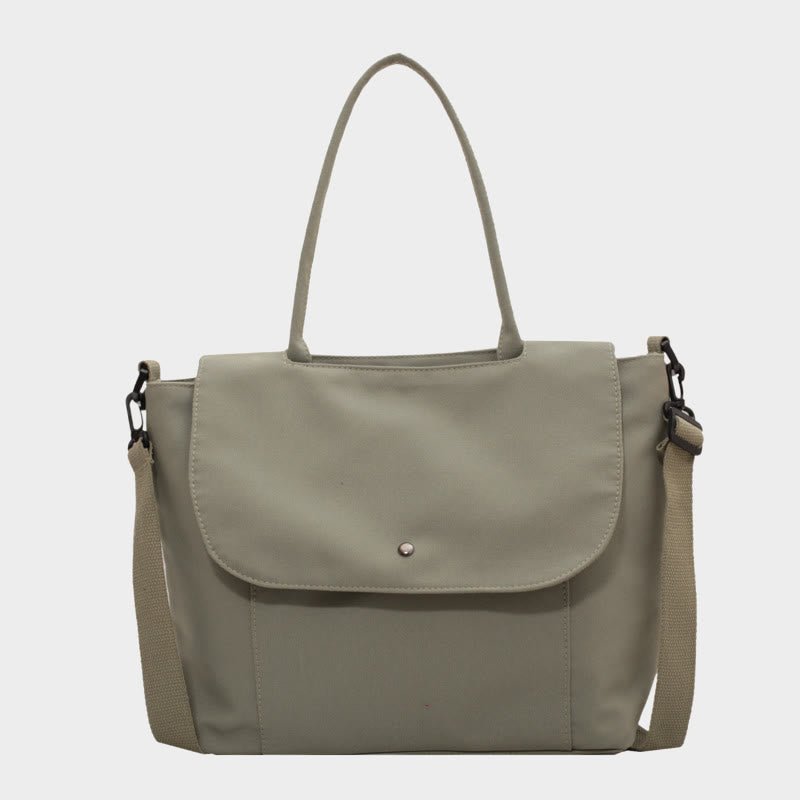Sage green large canvas tote bag with zipper and adjustable strap