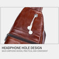 Genuine Leather Sling Chest Bag with Earphone Hole – Stylish & Practical Crossbody Shoulder Bag