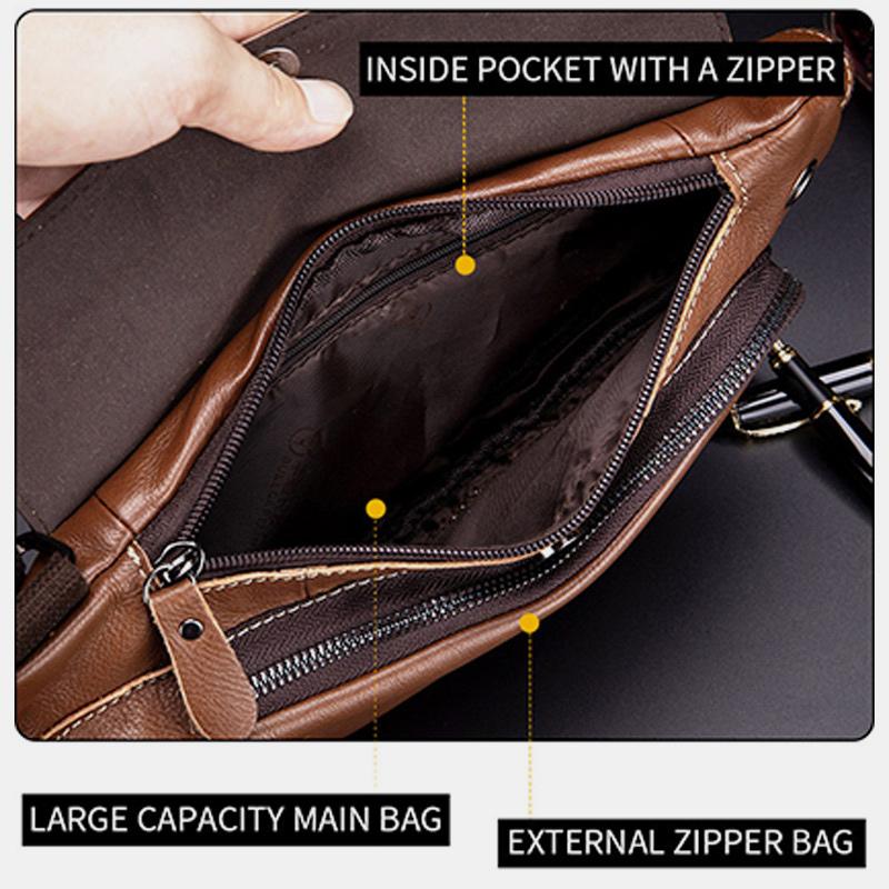 Anti - theft Slim Sling Bag for Men | Genuine Leather Crossbody Chest Bag