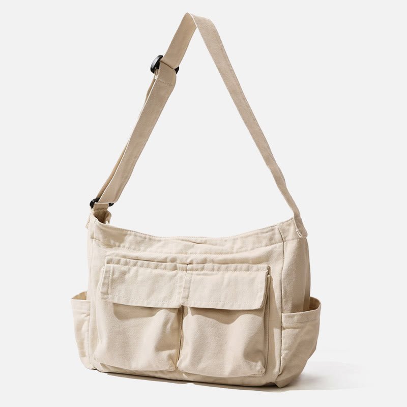 Multi - Pocket Canvas Crossbody Bag for Women | Retro Lightweight Shoulder Bag