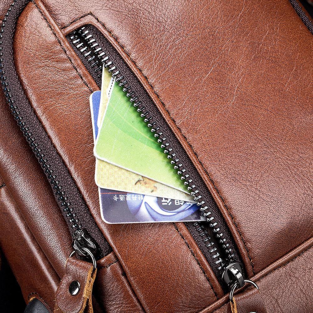 USB Charging Real Leather Sling Bag for Men – Crossbody Shoulder Bag with Adjustable Straps