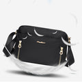 Black waterproof nylon crossbody bag with adjustable strap