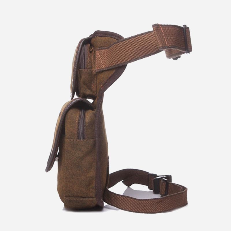 Men’s Retro Canvas Leg Bag – Outdoor Sports Crossbody with Adjustable Strap