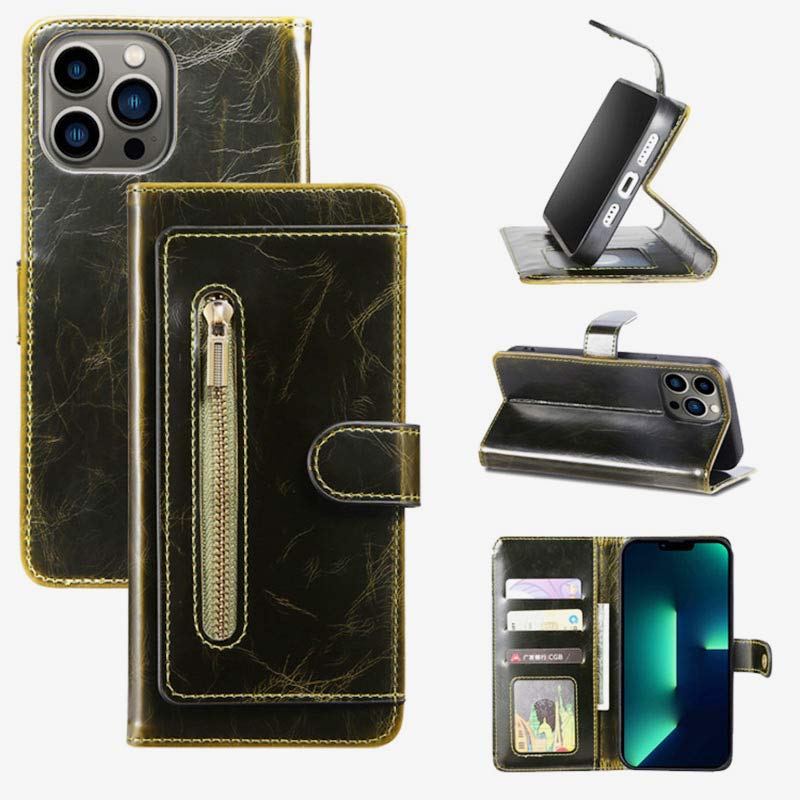 Wallet Case for iPhone - PU Leather Durable Phone Case with Card Slot