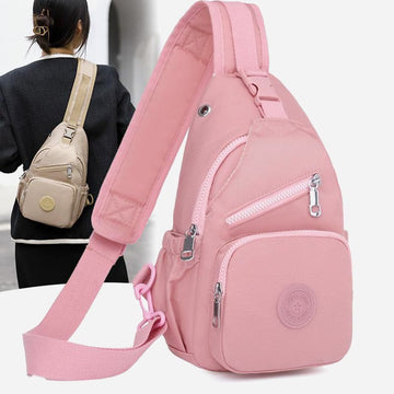 Women's multi-pocket waterproof canvas sling bag