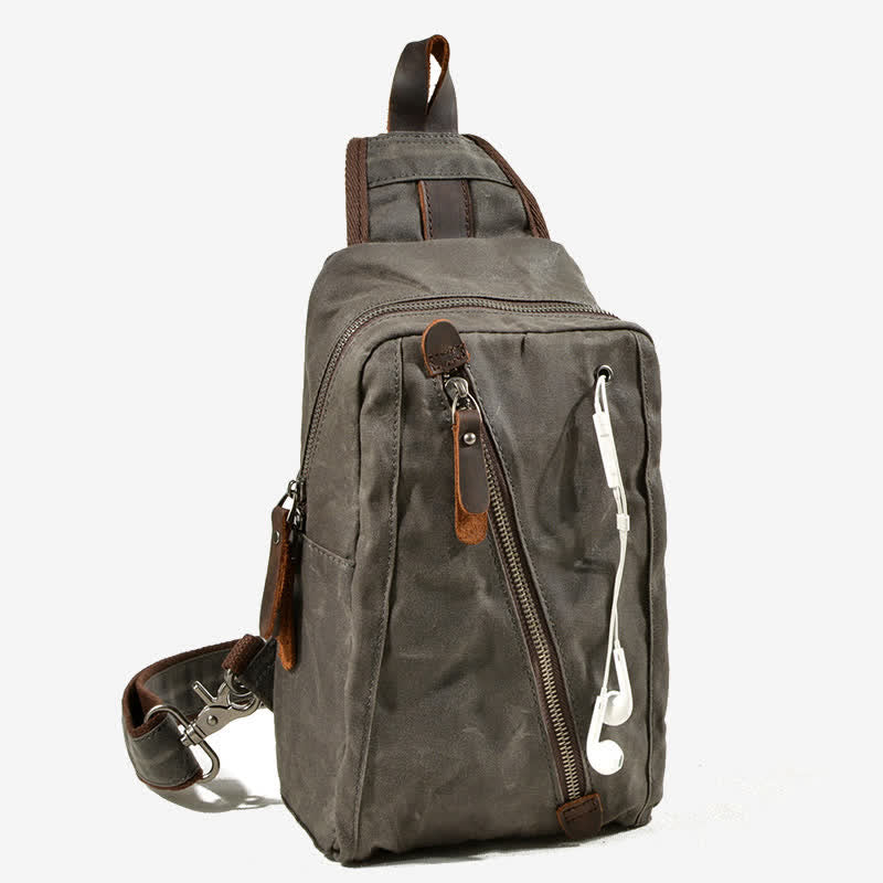 Men's canvas sling bag for travel and hiking