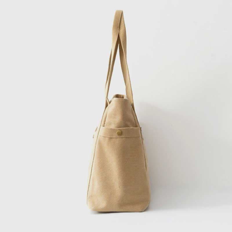 Large Capacity Canvas Shoulder Tote Bag – Multi - Pocket Handbag for Shopping, Travel & Everyday Use