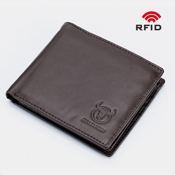 RFID protection genuine leather multi-slot wallet