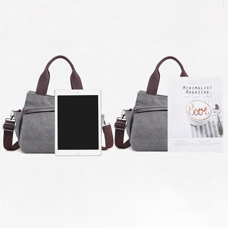 Women's Canvas Hobo Handbag – Multi - Pocket Shoulder Tote & Crossbody Bag