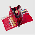 Genuine Leather Multifunctional Anti - theft Wallet for Women – RFID Protection, Card Slots & Zippered Coin Pocket