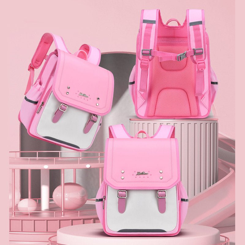 Reflective Girls & Boys School Backpack – Waterproof Faux Leather Kids Bookbag