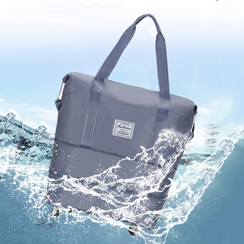 Tote Bag for Travel with Pull Rod & Oblique Folding Storage – Large Capacity Nylon Travel Sleeve