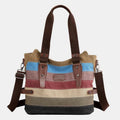 Color block canvas tote shoulder bag
