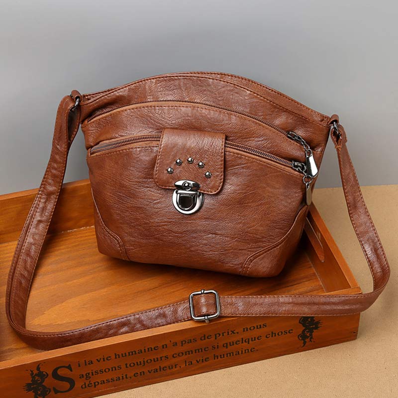 Retro Faux Leather Crossbody Bag for Women – Small Shoulder Purse for Daily Use