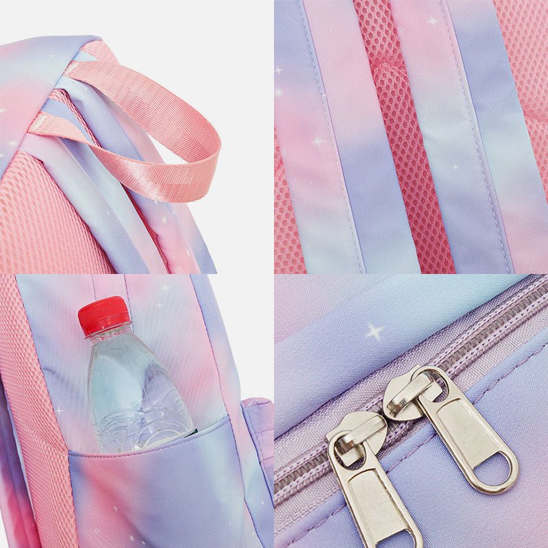 3Pcs Tie - Dye Girls Backpack Set – Canvas School Bookbag, Lunch Bag & Pencil Case for Students, Women, and Teens