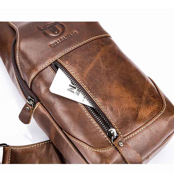 Men's Genuine Leather Sling Bag – Vintage Crossbody Backpack, Waterproof and Durable
