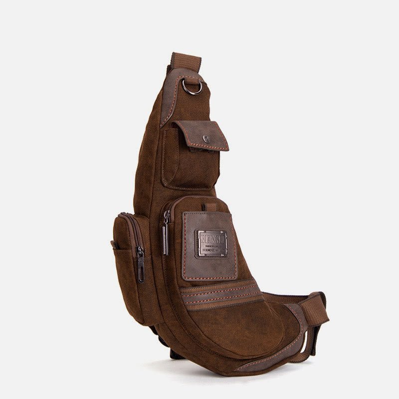 Large Canvas Chest Bag – Men’s Outdoor Sports Crossbody Sling Backpack
