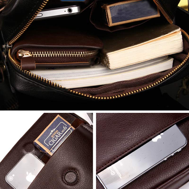 Men's small PU leather business messenger bag