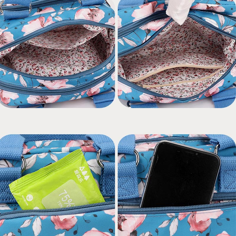 Women's colorful floral nylon crossbody bag