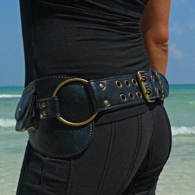 Medieval Unisex Boho Leather Utility Belt Bag - Waist Bag & Phone Pouch