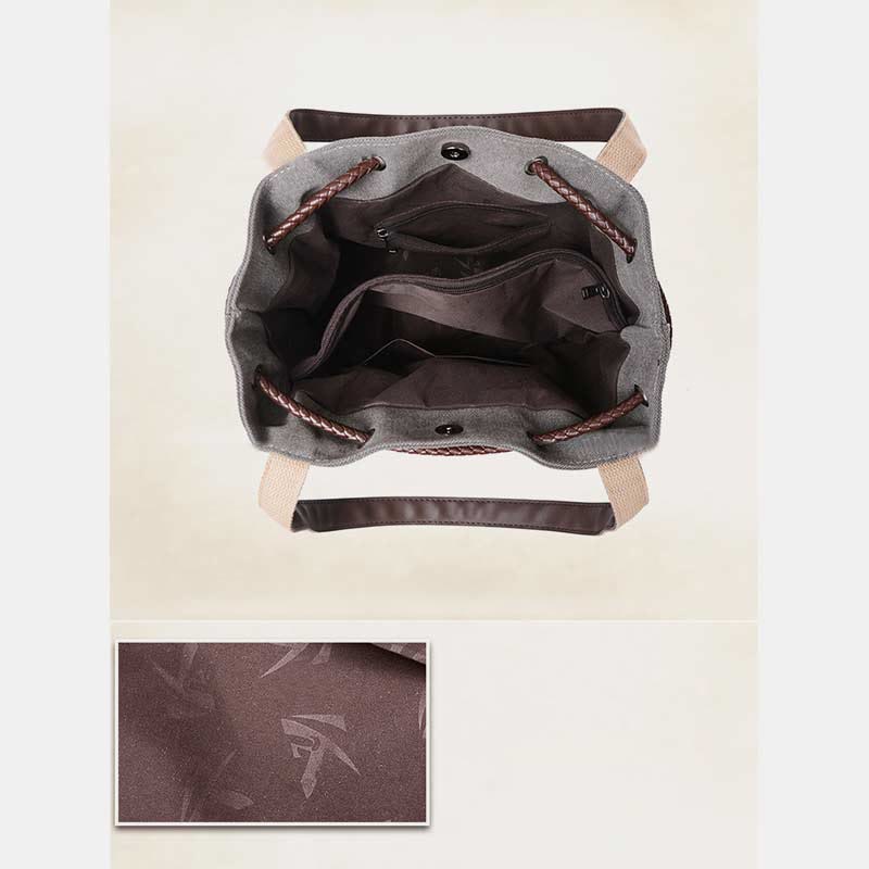 Women's large capacity printed canvas shoulder bag