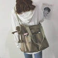 Waterproof Canvas Tote Bag for Women – Large Capacity Crossbody & Shoulder Bag for Students