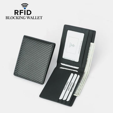 Genuine leather RFID blocking slim wallet