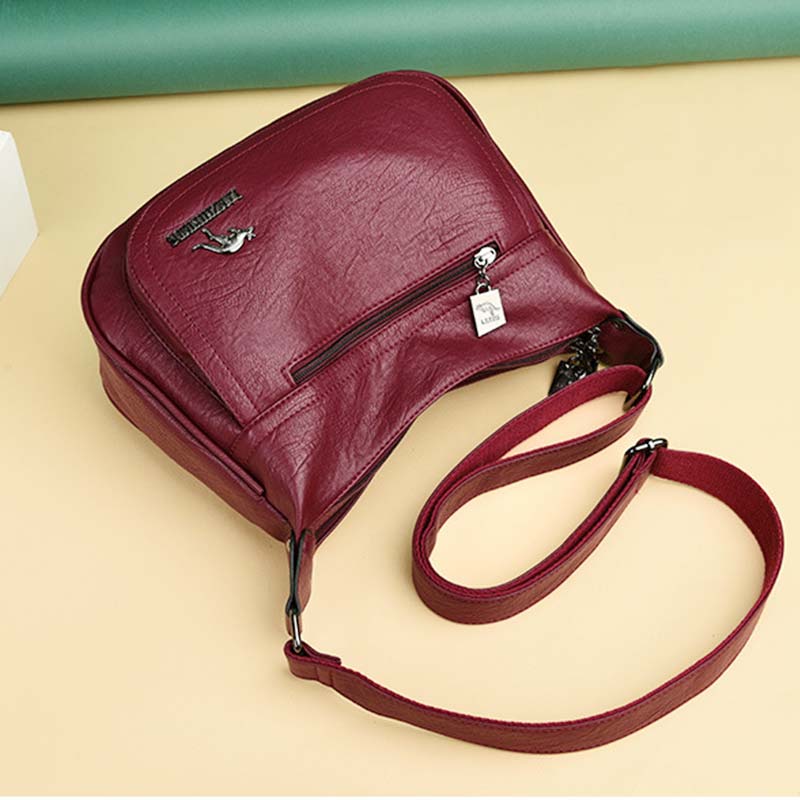 Women’s Soft Leather Double Compartment Crossbody Bag – Stylish & Practical Shoulder Bag