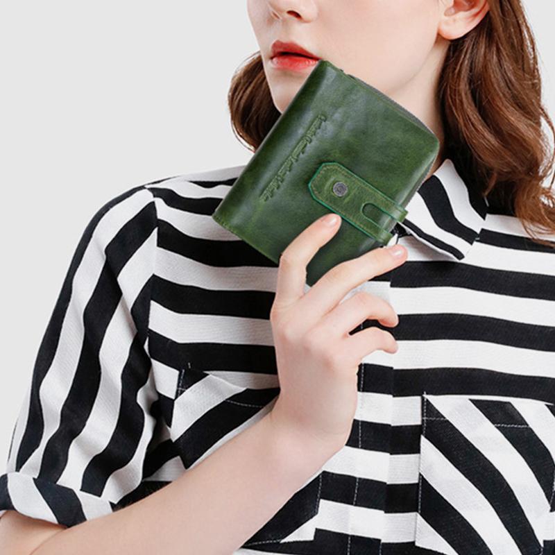 Genuine Leather Multifunctional Anti - theft Wallet for Women – RFID Protection, Card Slots & Zippered Coin Pocket