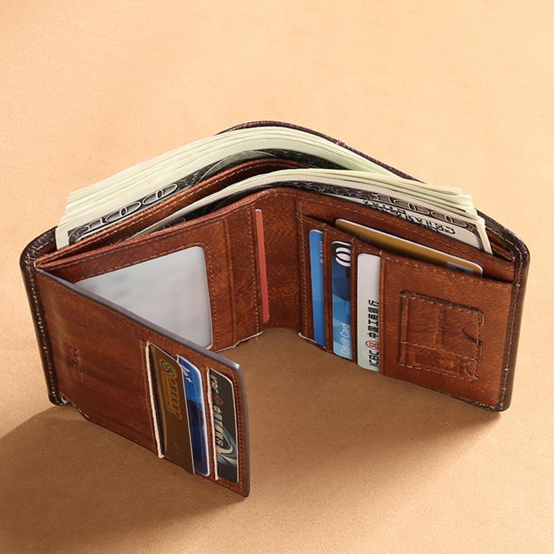 Genuine Leather RFID Multi - Card Bifold Wallet for Men - Secure & Stylish Business Wallet