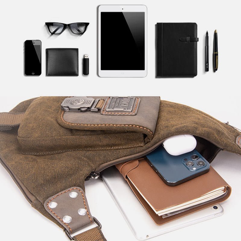Men's multifunctional canvas chest bag
