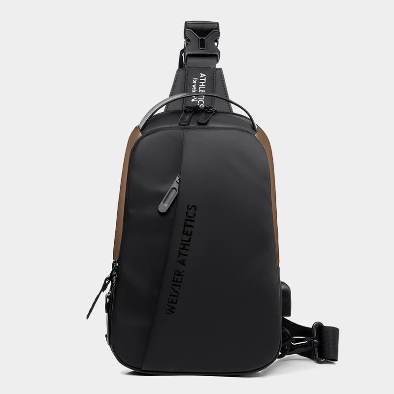 Waterproof Sling Bag for Men – Multi - Functional Chest Bag with USB Charging Port for Hiking, Cycling, and Travel