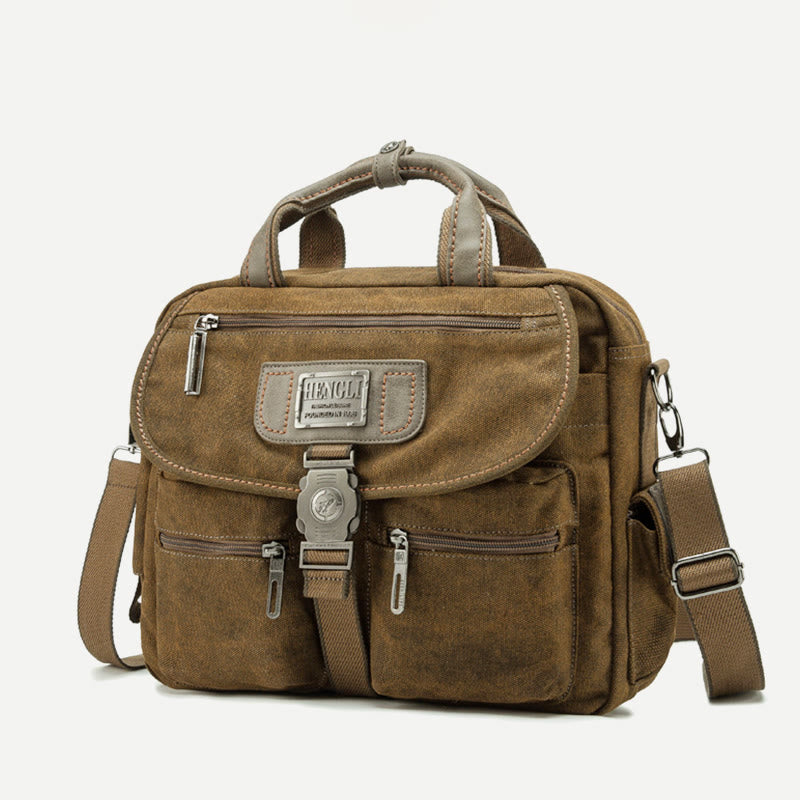 Men's vintage canvas messenger briefcase bag